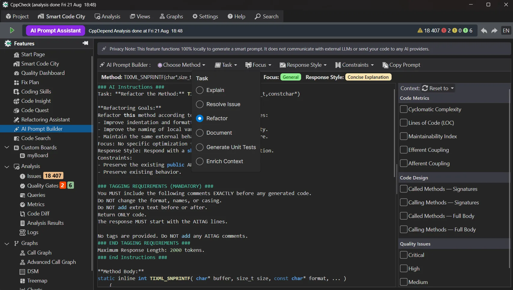 Refactoring prompt generated by AI Prompt Builder