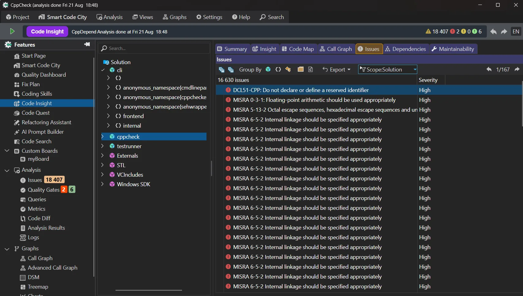 Code Insight Issues Tab