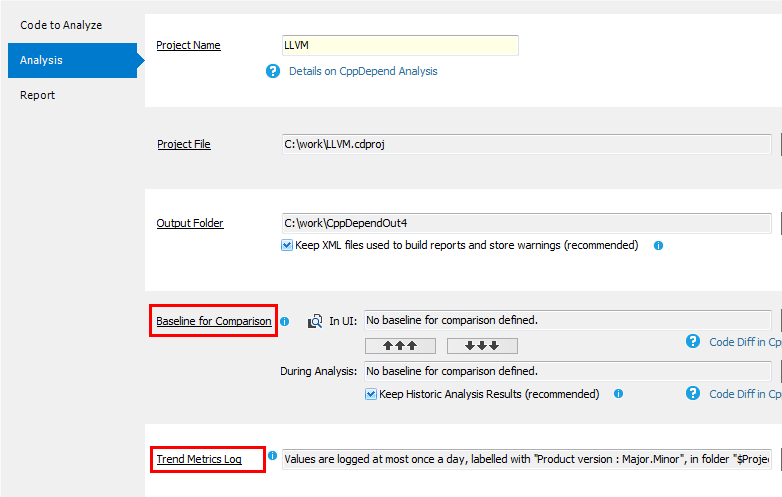 Analysis Options