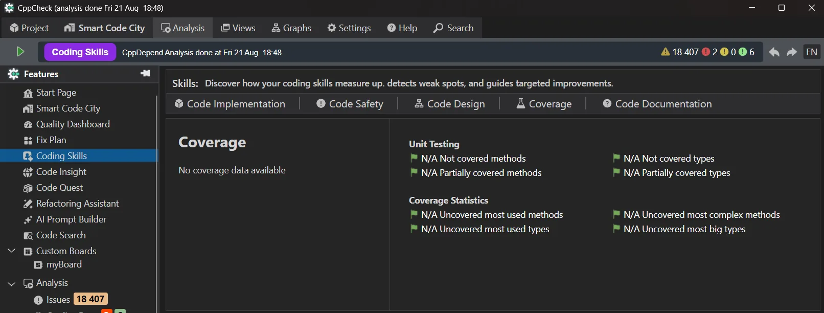 Test Coverage: unit testing and coverage statistics