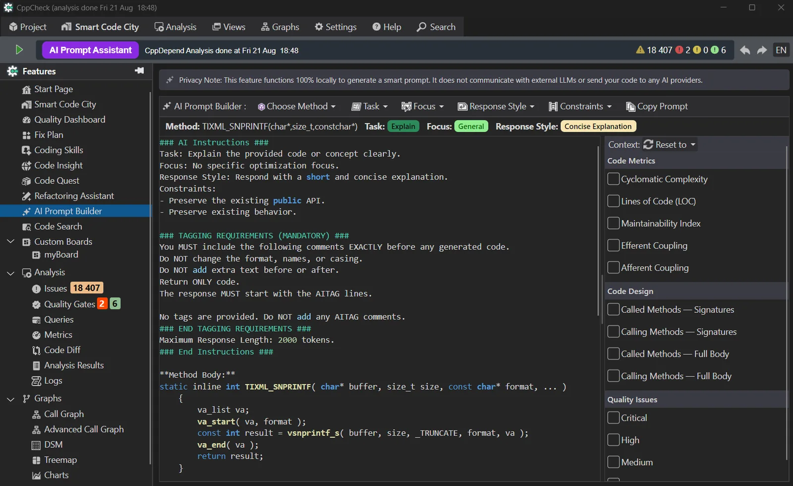 AI Prompt Builder — CppDepend